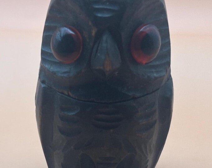 Antique Hand Carved Black Forest Owl Trinket Box, Victorian Era Wooden Tobacco Box, Lover Antiques and Vintage