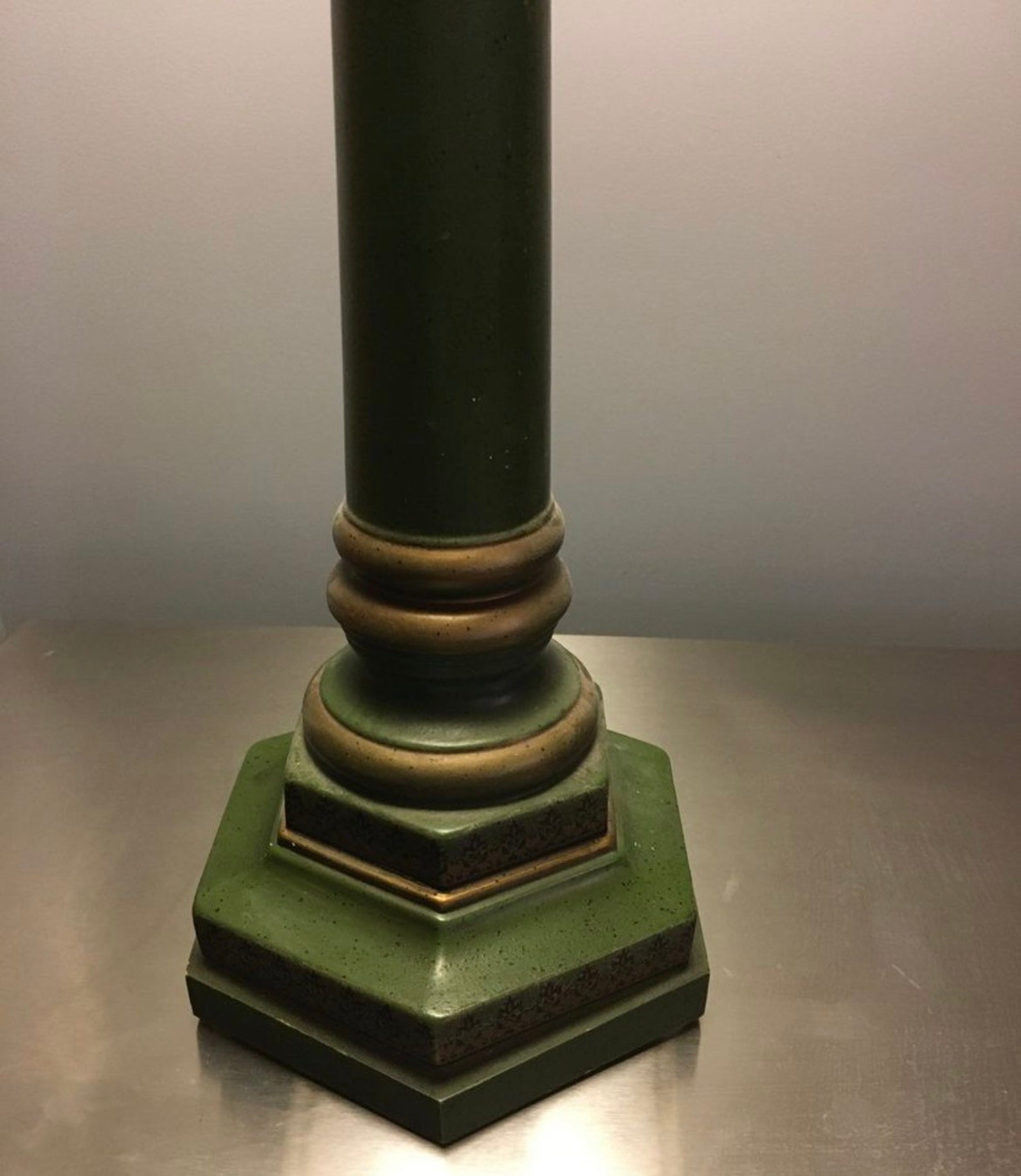 Vintage Green Library Lamp With Hurricane Globe & Milk Glass Etsy