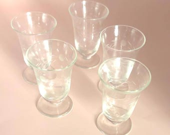 Vintage Etched Glass Parfait Cordials - Set of 5