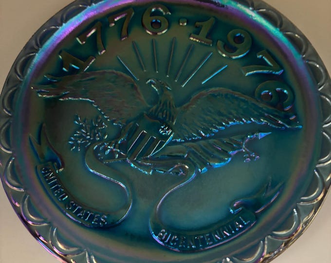 Vintage Fenton Carnival Glass Plate American Bicentennial Iridescent Collectible Platter Lover Antiques and Vintage