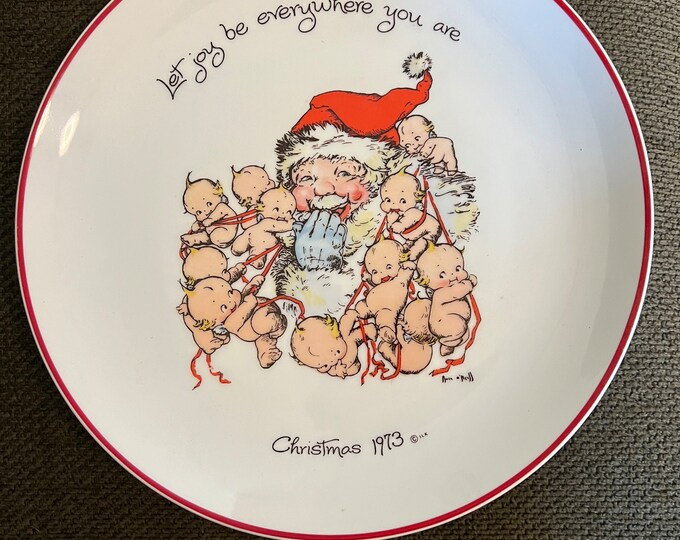 Vintage Kewpie Doll Plate Christmas 1973 Santa Let Joy Be Everywhere You Are Rosie O'Neill,Joseph L. Kallus Commemorative Lover Antiques