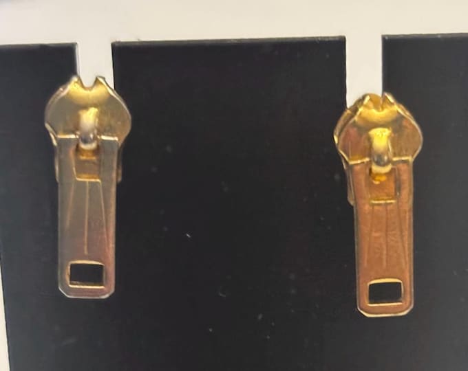 Gold Zipper Earrings, Lover Antiques and Vintage
