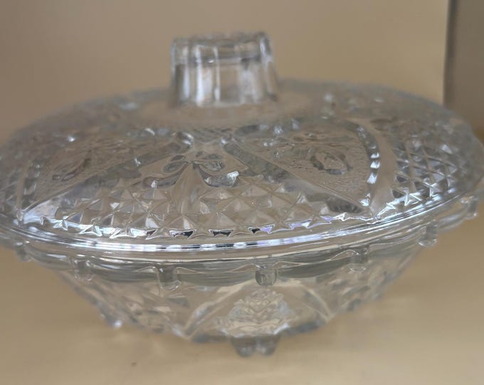 Antique Covered Glass Dish with Lid Compote on Pedestal Lover Antiques and Vintage