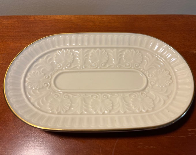Vintage Lenox Athenian Candy Dish With Gold Lining Cream Porcelain Flat Container, made in USA Lover Antiques and Vintage