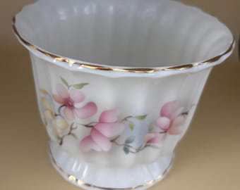 Vintage Bone China Rose Vase, Hand-Painted Gold Trim, Made in England