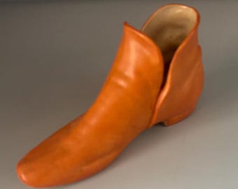 Vintage Ceramic Orange Cowboy Boot Shoe Lover Antiques and Vintage