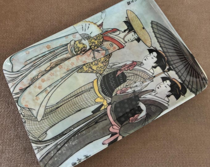 Vintage Mabel Japanese Geisha Women Men Serving Dish Tray Hors d'oeuvre Platter Lover Antiques and Vintage