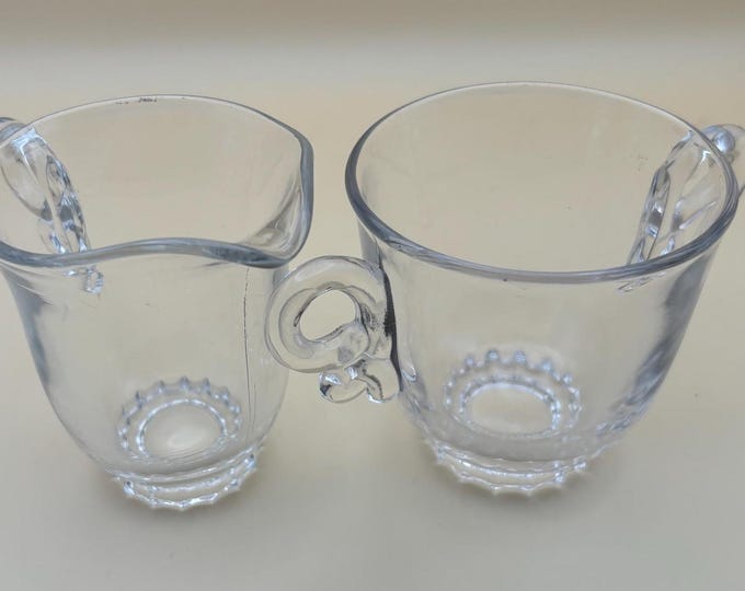 Antique Heisey Glass Creamer and Glass Sugar Dish Set Lover Antiques and Vintage