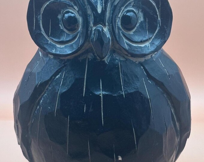 Black Obsidian Owl Figurine, Lover Antiques and Vintage