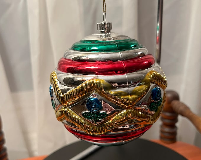 Vintage Large Glass Christmas Holiday Ornaments ornament red glass art round Lover Antiques and Vint