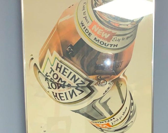 Vintage Original 1970 Heinz Bottle Framed Print by Michael English Pop Art Ketchup Large Print Artwork Art Prints Lover Antiques and Vintage