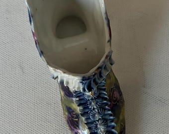 Vintage Galluba & Hoffman Porcelain Shoe Lace Up Women’s Porcelain Shoe Number 14 Lover Antiques and Vintage