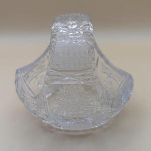 Vintage Crystal Glass Basket with Handle Lover Antiques and Vintage