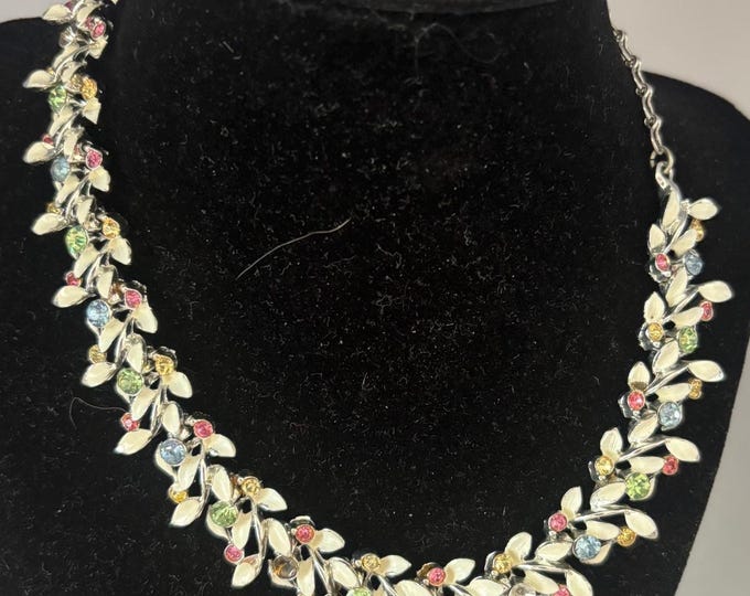 Vintage Multi Colored Crystal Stone Necklace Lover Antiques and Vintage