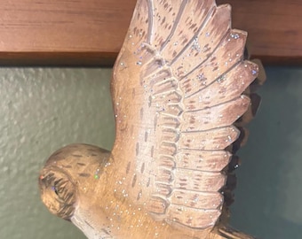 Bohemian Carved Clay Stone Owl in Flight Owl Sculpture, Lover Antiques and Vintage