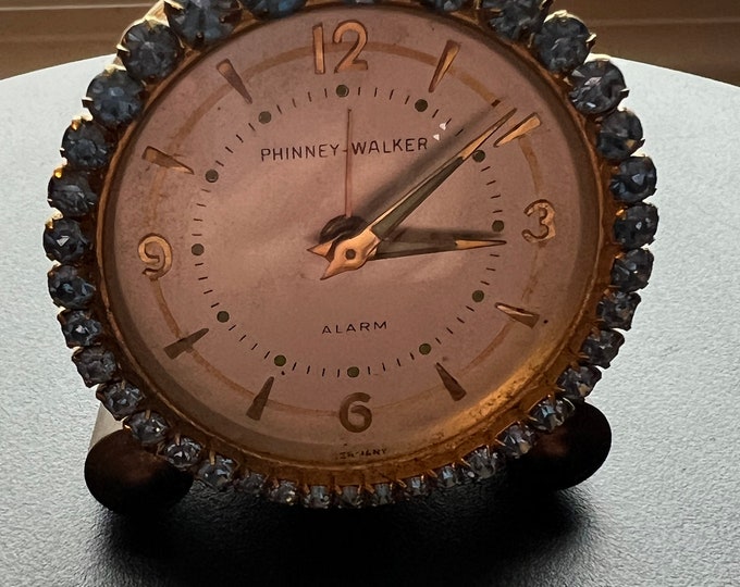 Vintage Phinney Walker Blue Swarvoski Alarm Clock, Swarvoski Stones, Nieman Marcus Clock, Blue Swarvoski Clock, Lover Antiques and Vintage