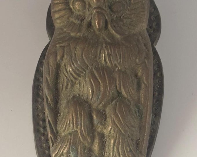 Antique Brass Owl Paper Clip Heavy Brass Owl Binder Clip Lover Antiques and Vintage