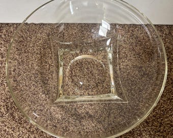 Vintage Mid Century Modern Hazel Atlas Glass Serving Bowl with Square Base Lover Antiques and Vintage