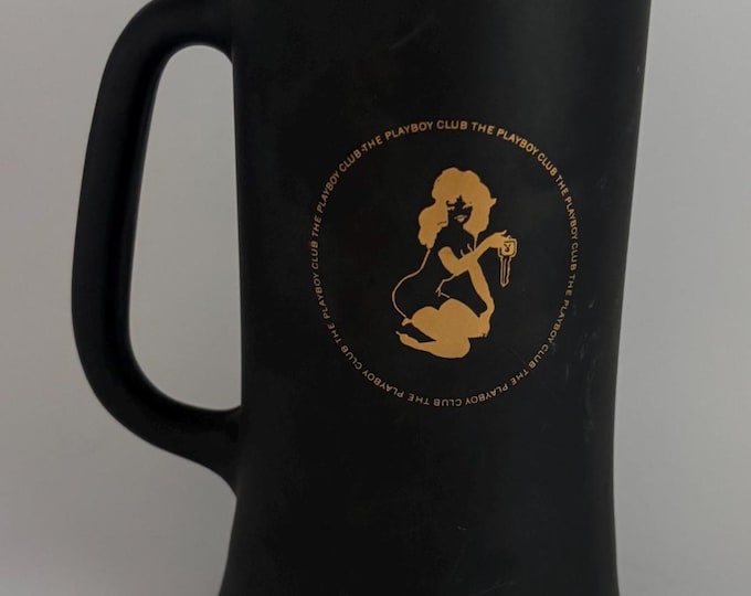 Vintage Playboy Stein Tall Clay Cup Beer Mug with Playboy Bunny Charcoal Matte Look Lover Antiques and Vintage