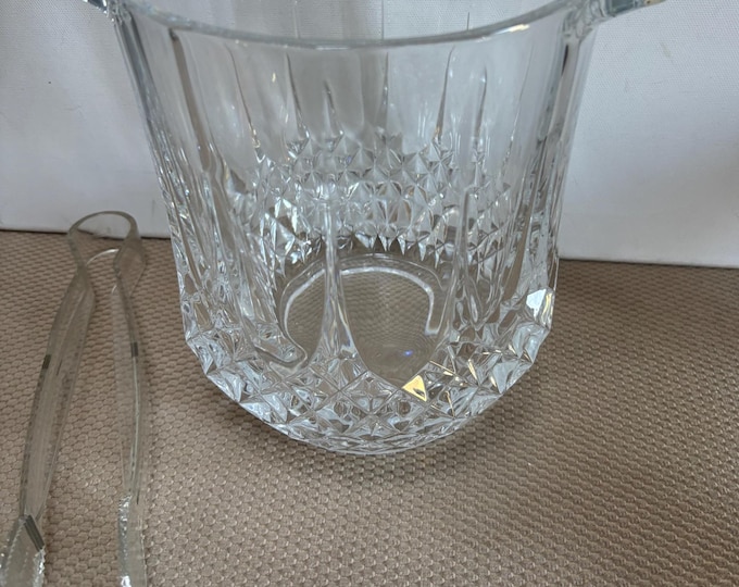 Vintage Crystal Ice Bucket with Tongs Included Crystal Cut Glass Art Lover Antiques and Vintage