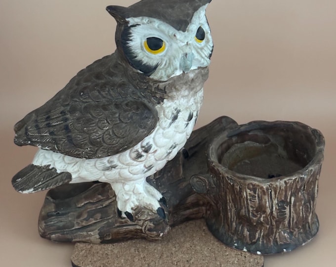 Vintage Ceramic Owl Figurine with Candle Holder by Homco Lover Antiques and Vintage