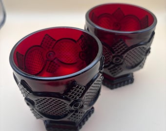 Vintage Avon Footed Glass Ruby Red Cup Set of 2 Lover Antiques and Vintage