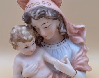 Vintage Mother and Child Bone China TILSO Mary & Jesus Porcelain Figurine Hand Painted Lover Antiques and Vintage