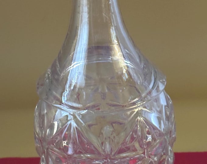 Antique Sandwich Star Flint Glass Decanter, Cut Crystal Clear Liquor Bottle