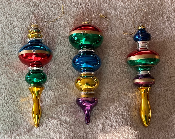 Vintage Trio of Mid Century Modern Christmas Ornaments glass ornament art Lover Antiques and Vintage