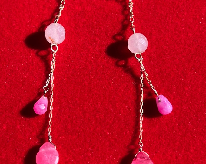 Vintage Pink Dangle Earrings, Multiple  Earring, Jewelry, Twist Earrings, Lover Antiques and Vintage
