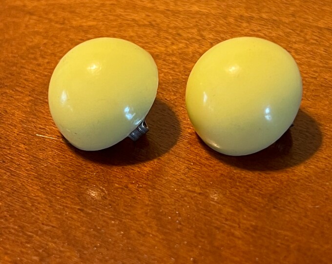 Vintage Button Yellow Clip on Mid Century Modern Earrings Classy Earrings earring jewelry