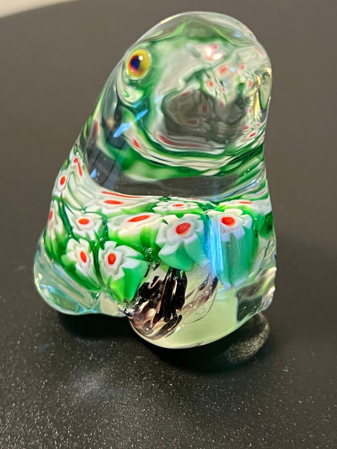 Vintage Glass Frog Paperweight Figurine Millefiori Frog Frogs Etsy
