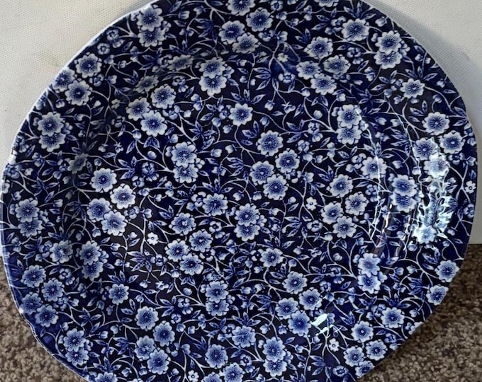 Vintage CALICO Blue Burleigh Dinner Plate Royal Crownford Ironstone England Blue and White Floral Transferware Lover Antiques
