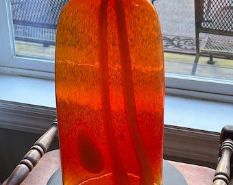 Vintage Sommerso Art Glass Vase: Multicolored Orange Yellow, 14”