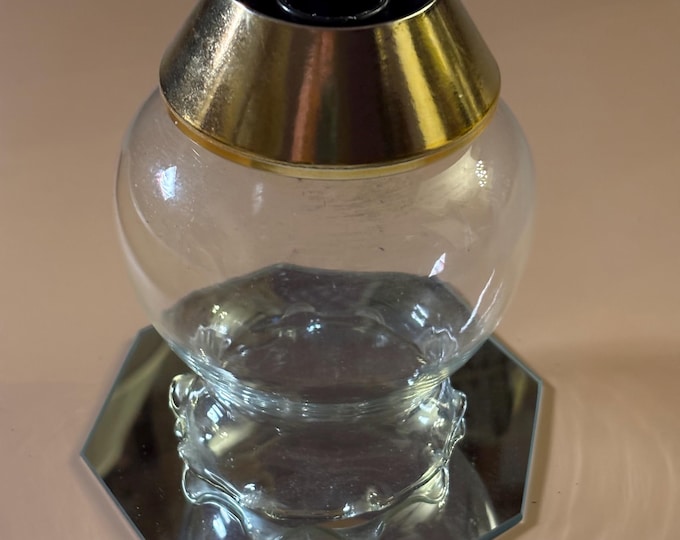 Hurricane Glass Tea Light, Candle Holder With Hexagon Mirror, Lover Antiques and Vintage