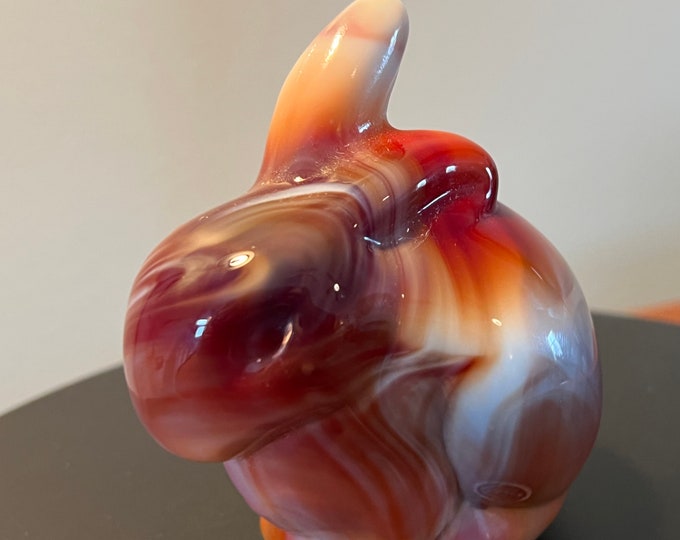 Vintage Fenton Ruby Red Slag Glass Rabbit Bunny Special Order for Levay 1984 Satin Glass Art Lover Antiques and Vintage