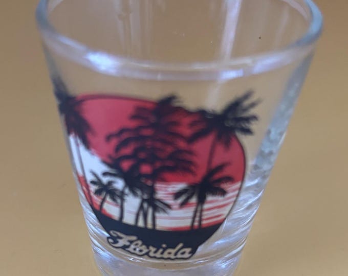 Vintage Florida Shot Glass with Palm Trees Lover Antiques and Vintage