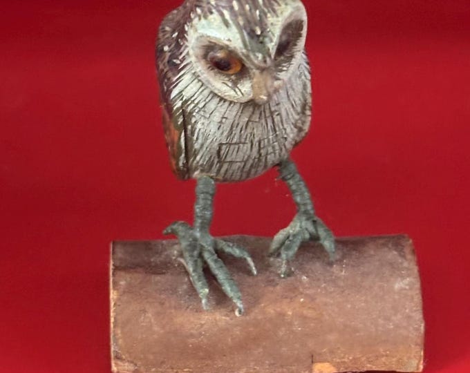 Vintage Owl on a Log Carved Wood Hand Painted Folk Art Signed CB Chuck Binder West Virginia Lover Antiques and Vintage