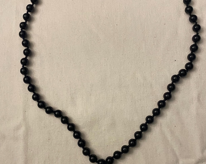 Vintage Black Onxy Beaded Necklace with African Tribal Style Pendant Carved Black Jewelry Unique Gifts at Lover Antiques and Vintage