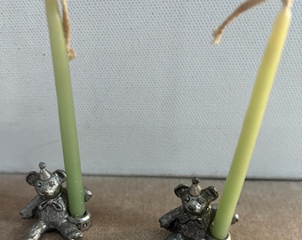 Vintage Teddy Bear Birthday Bear Metal Candle Holders with Candles Lover Antiques and Vintage