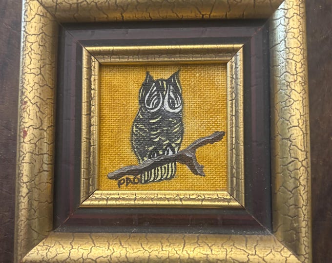 Owl on a Branch by Patricia Anne Olmut, Wall Hanging, Lover Antiques and Vintage