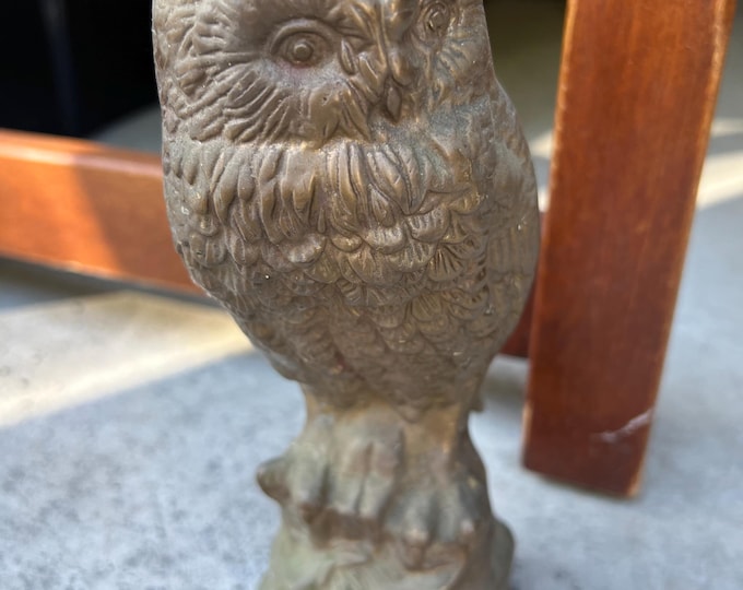 Vintage Brass Owl Figurine Door Stop Heavy Brass Standing Owl Statue Lover Antiques and Vintage
