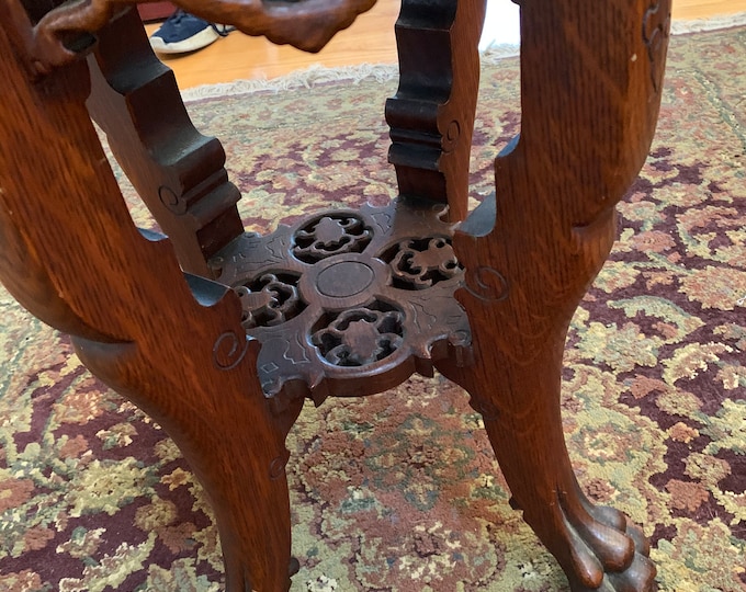 Antique RJ Horner Hand Carved Paw Claw Table Console Tables Walnut Hand Carved Numbered 507 Lover Antiques and Vintage