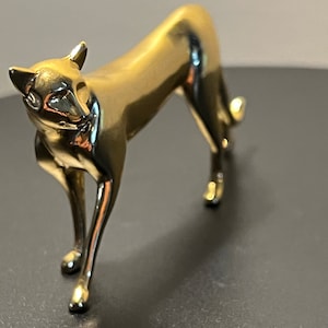 Vintage Polished Brass Cat Figurine - Franklin Mint Faberge Style