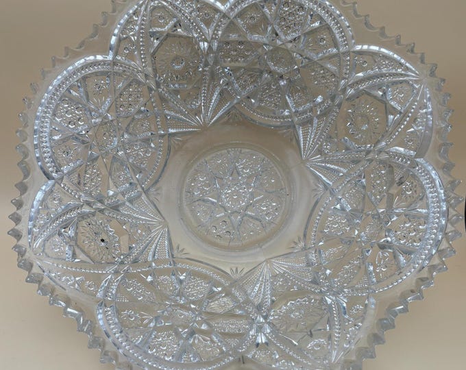 Antique Imperial Glass Wide Bowl Star of David Design Lover Antiques and Vintage