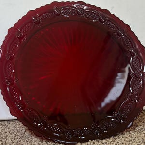 Avon Cape Cod Dinner Plate Ruby Red Glass Lover Antiques and Vintage