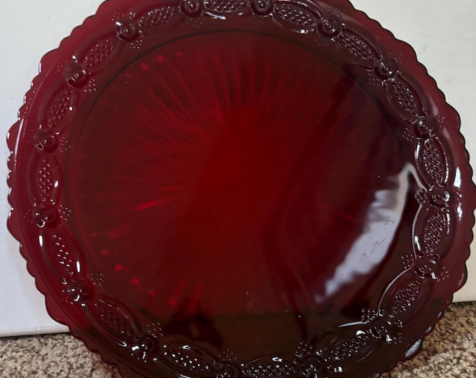 Avon Cape Cod Dinner Plate Ruby Red Glass Lover Antiques and Vintage