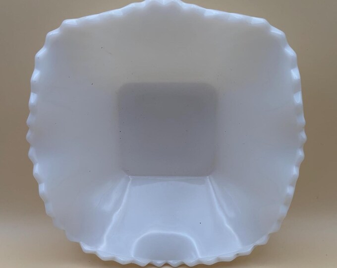 Fenton Milk Glass Hobnail Ruffled Bowl Bonbon Dish Ruffled Art Glass Lover Antiques and Vintage