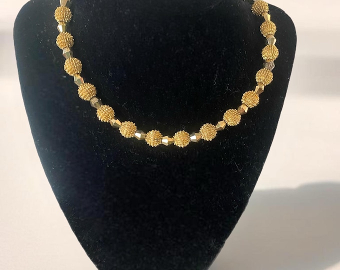 Vintage Crown Trifari Nubby Gold Style Choker Necklace Jewelry by Trifari Electra Collection Lover Antiques and Vintage