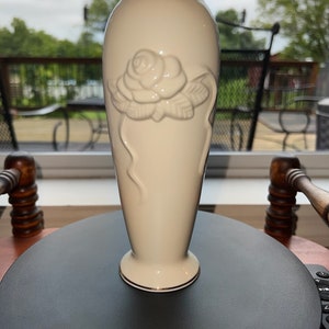 Vintage Lenox Rose Blossom Vase: Cream Porcelain with 24K Gold